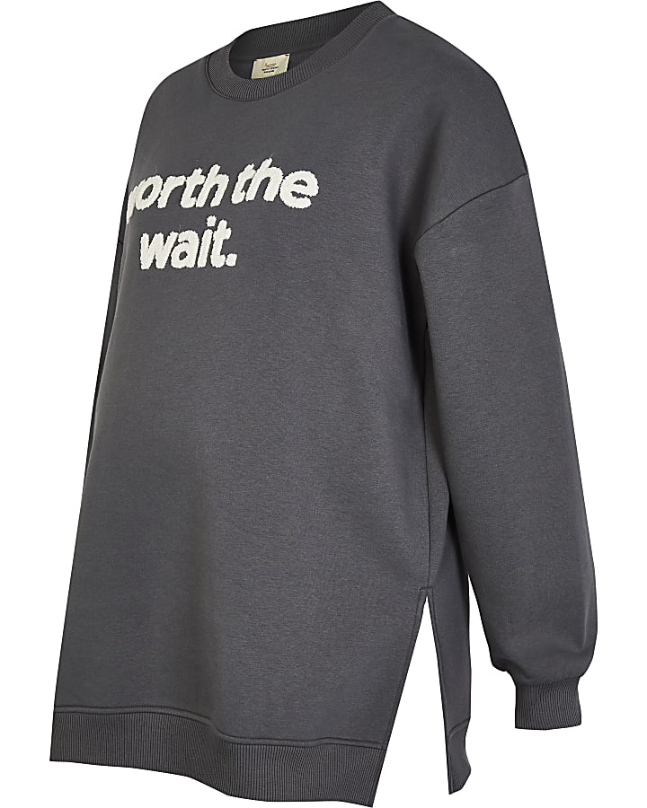 Grey oversized maternity sweatshirt