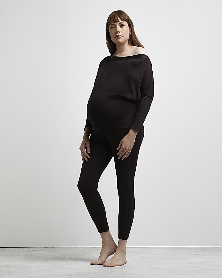 Brown maternity off the shoulder top