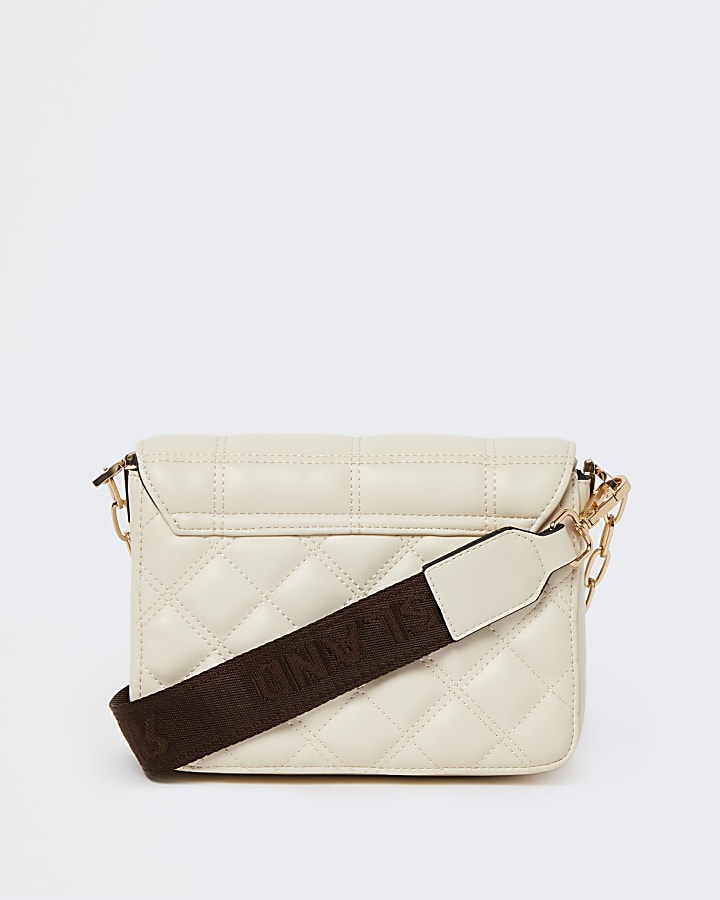 Cream quilted cross body bag