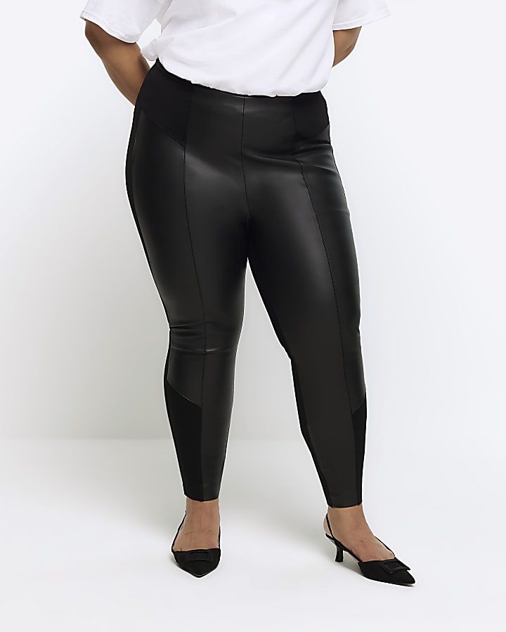 Plus black faux leather leggings