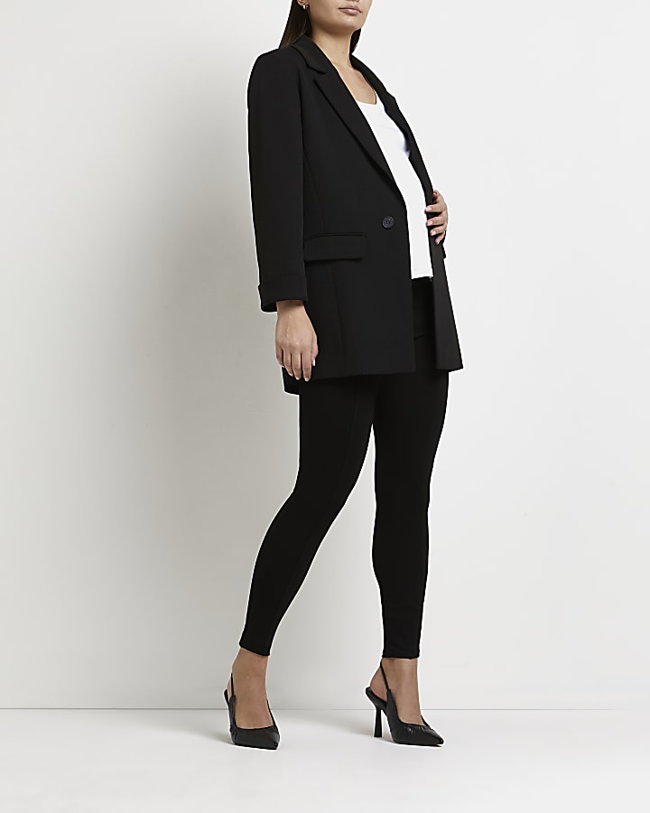 Black high waisted ponte maternity leggings