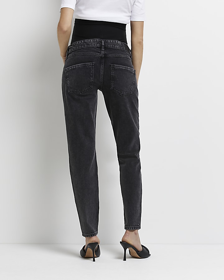 Black mid rise maternity mom jeans