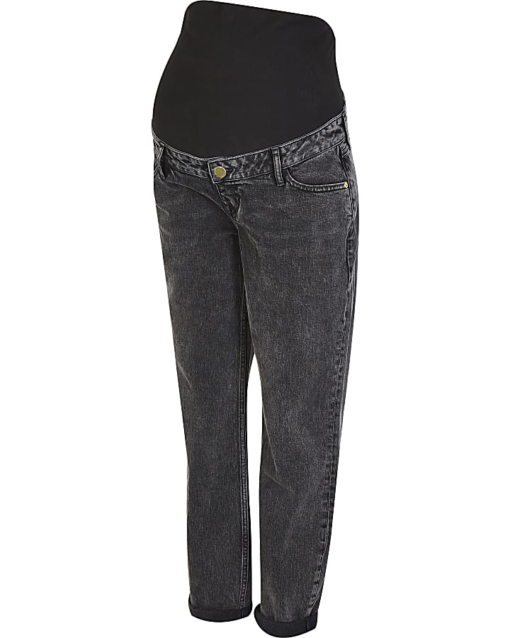 Black mid rise maternity mom jeans