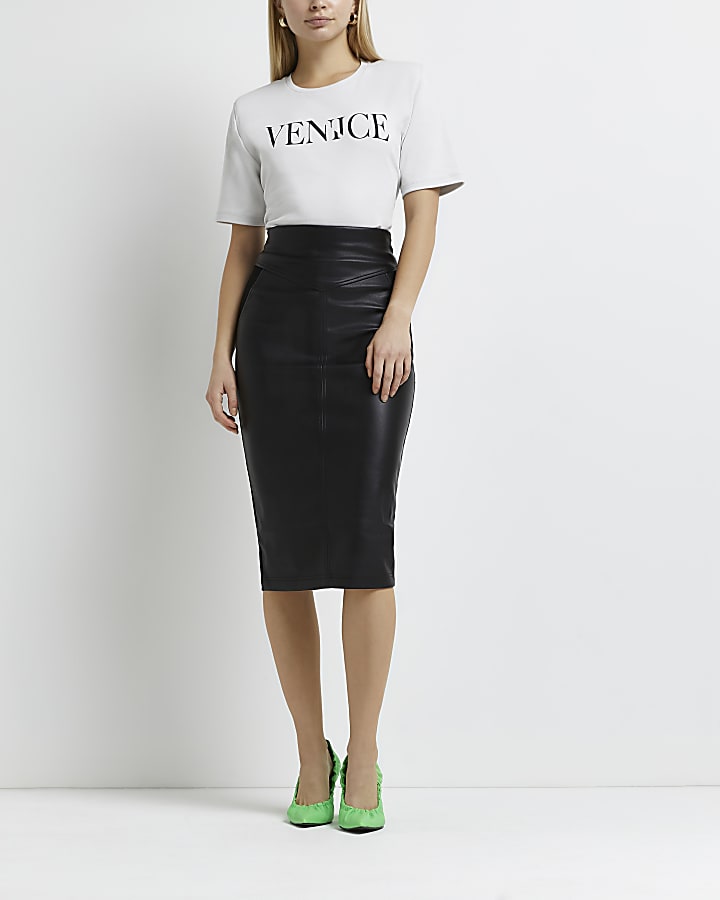 Black paperbag skirt river island hotsell