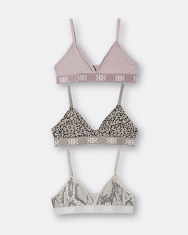 Plus pink RI branded bralette multipack