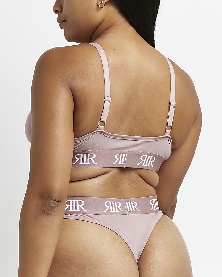 Plus pink RI branded bralette multipack