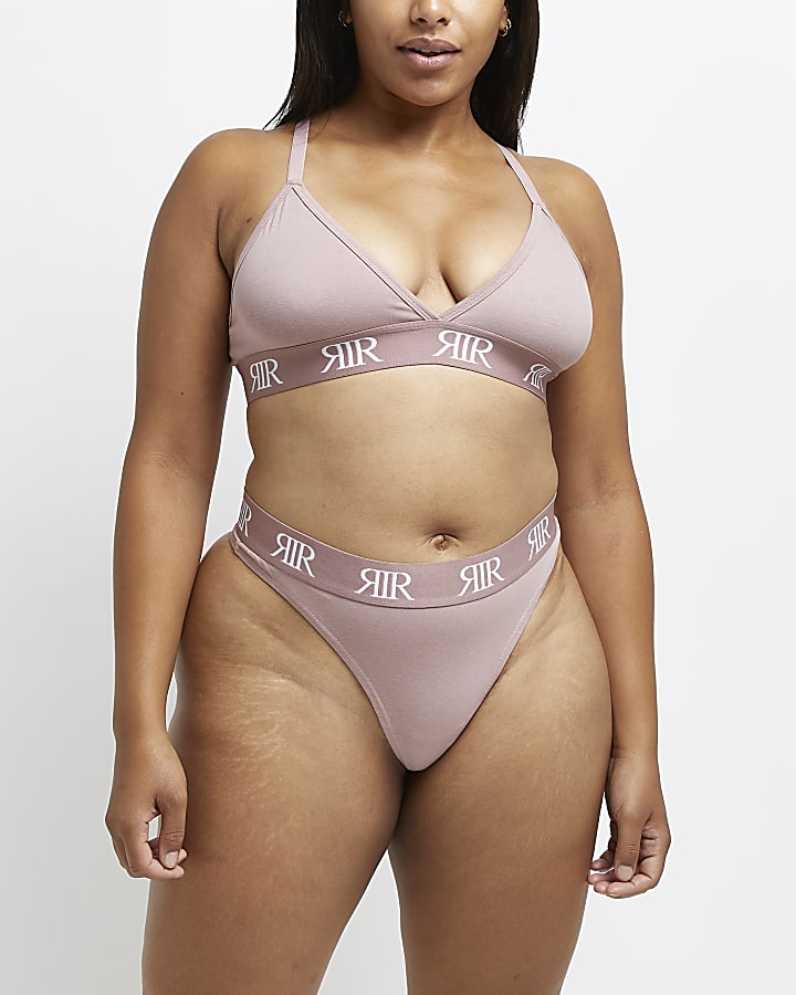 Plus pink RI branded bralette multipack River Island