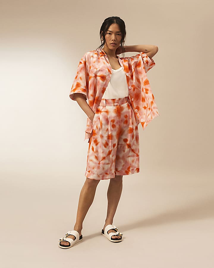 Pink RI Studio tie dye bermuda shorts