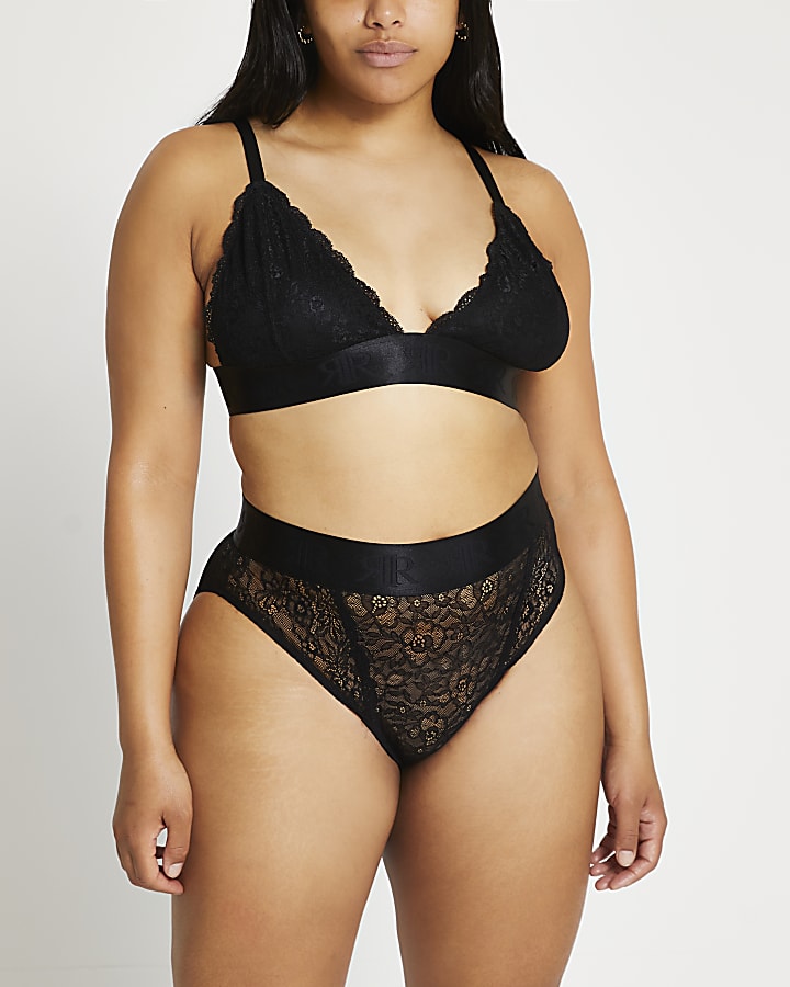 Plus black lace bralette