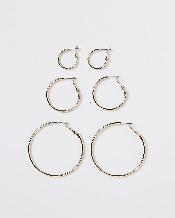 Gold hoop earrings multipack