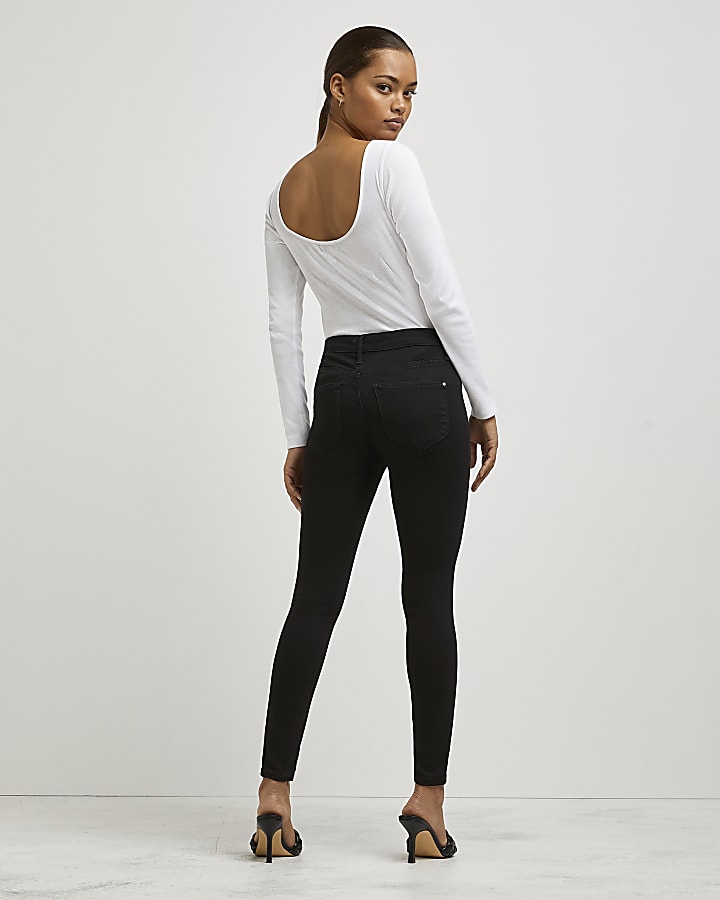 Petite black Molly mid rise skinny jeans