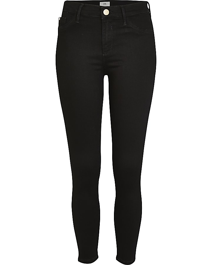 Petite black Molly mid rise skinny jeans