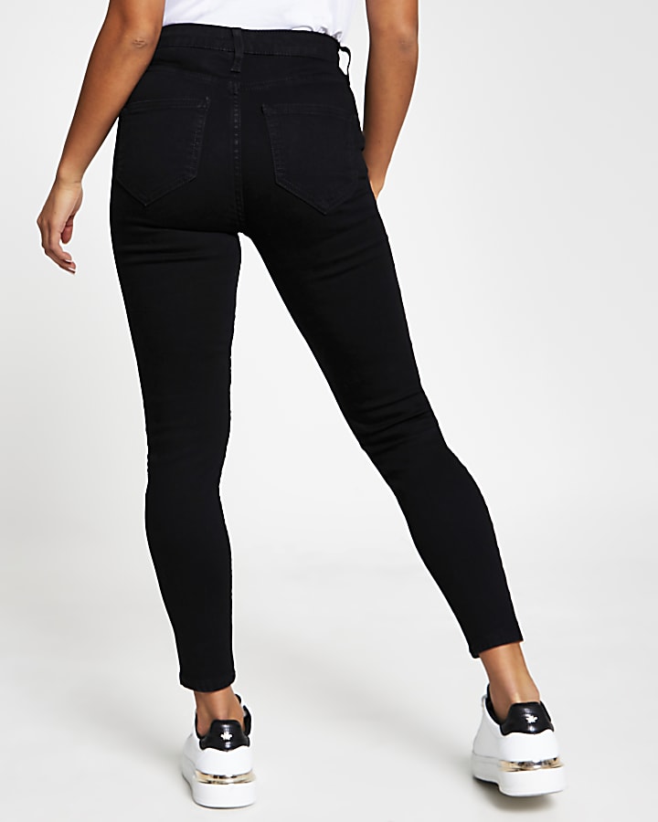Petite Black High Rise Skinny Black Jeans