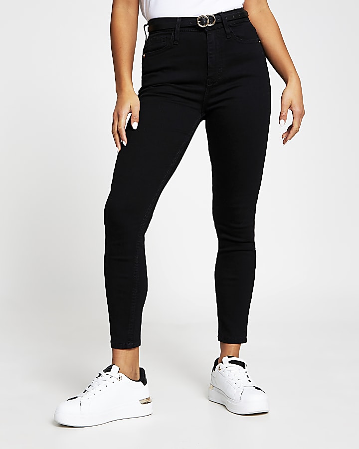 Petite Black High Rise Skinny Black Jeans