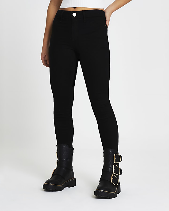 Petite black Molly mid rise skinny jeans