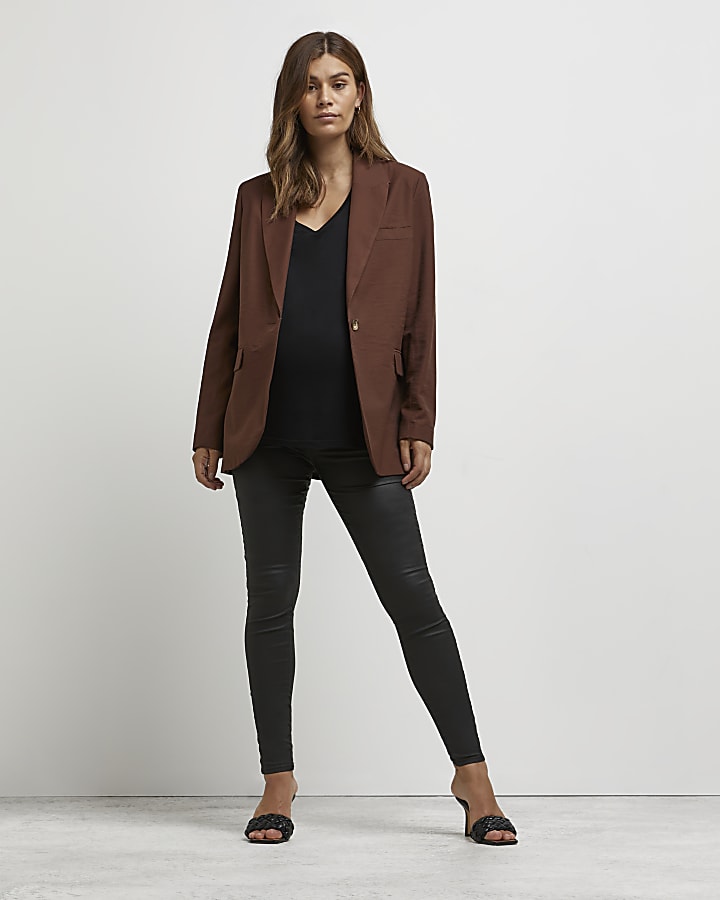 Black Molly coated maternity skinny jeans River Island