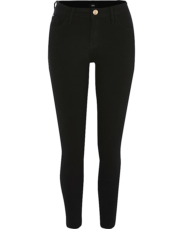 Black mid rise skinny jeans