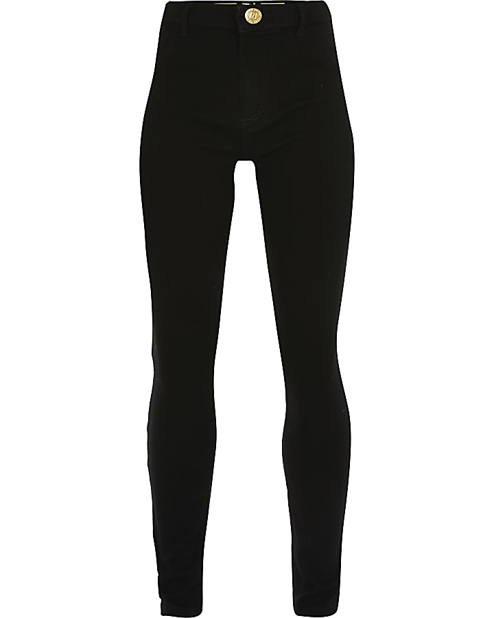 Girls black Molly mid rise jeggings River Island