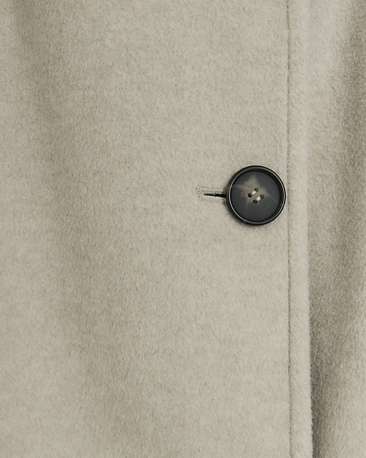 Beige funnel neck longline coat