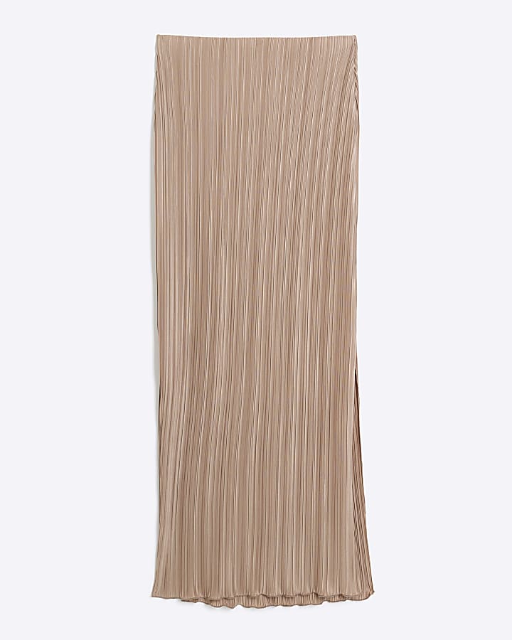 Beige plisse maxi skirt