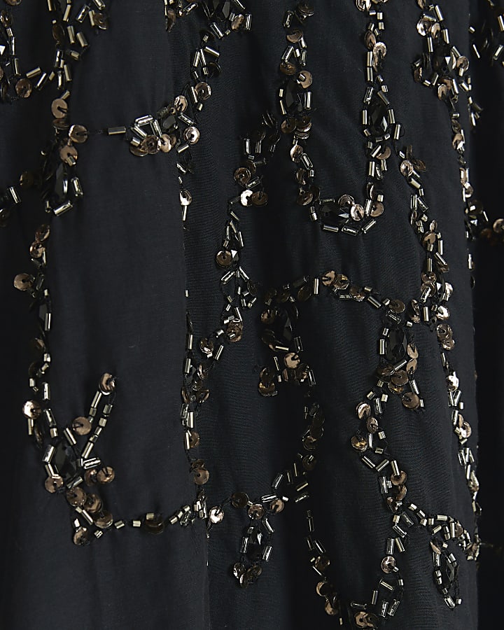 Black embellished halter blouse