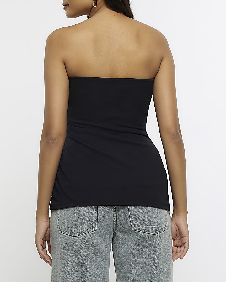 Black twist detail bandeau top
