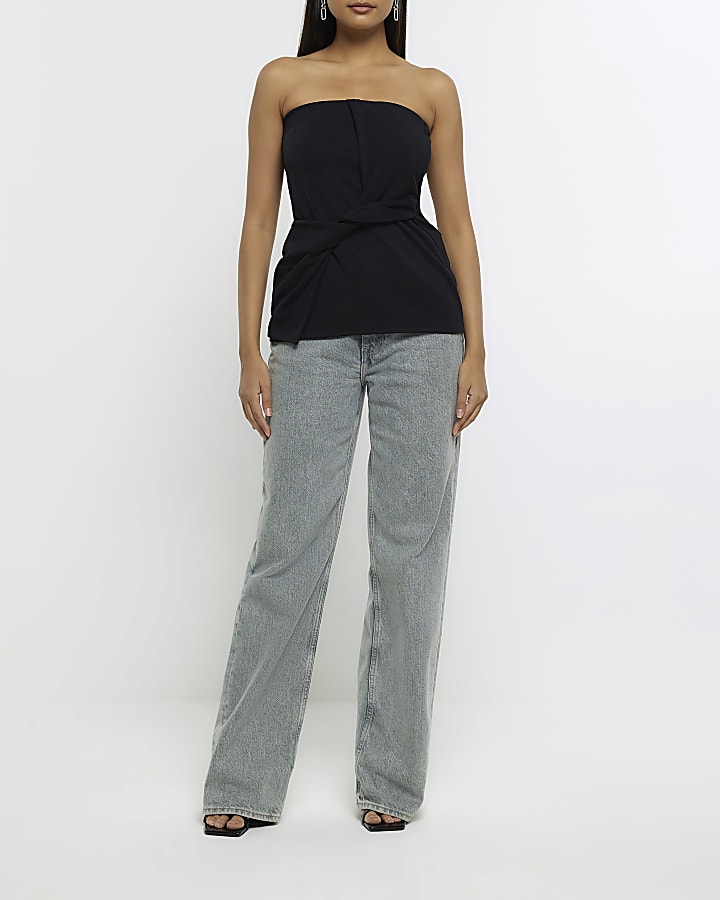 Black twist detail bandeau top
