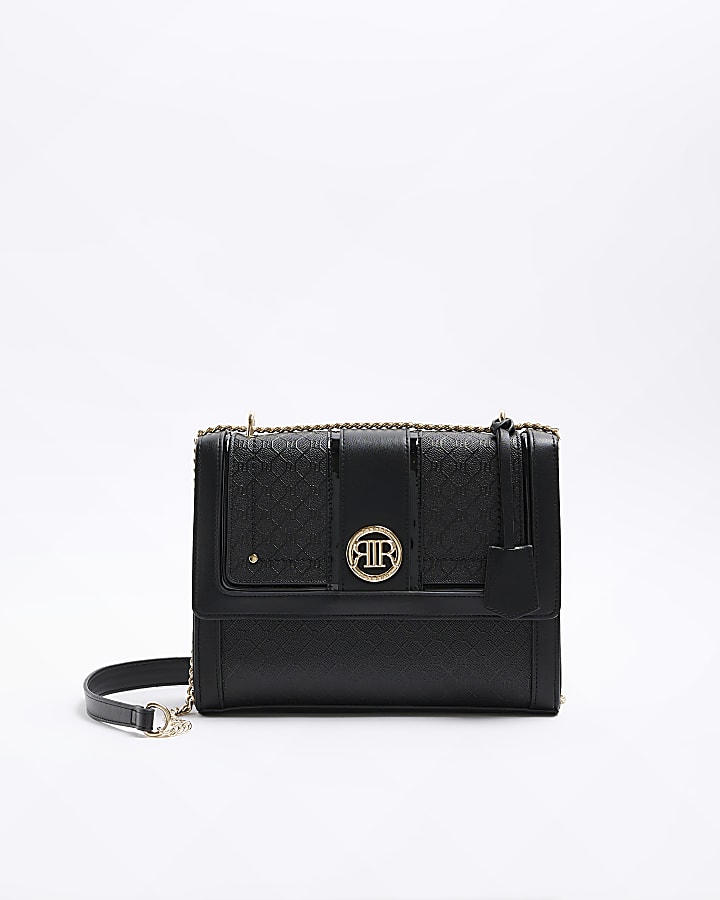 Black RI monogram shoulder bag River Island