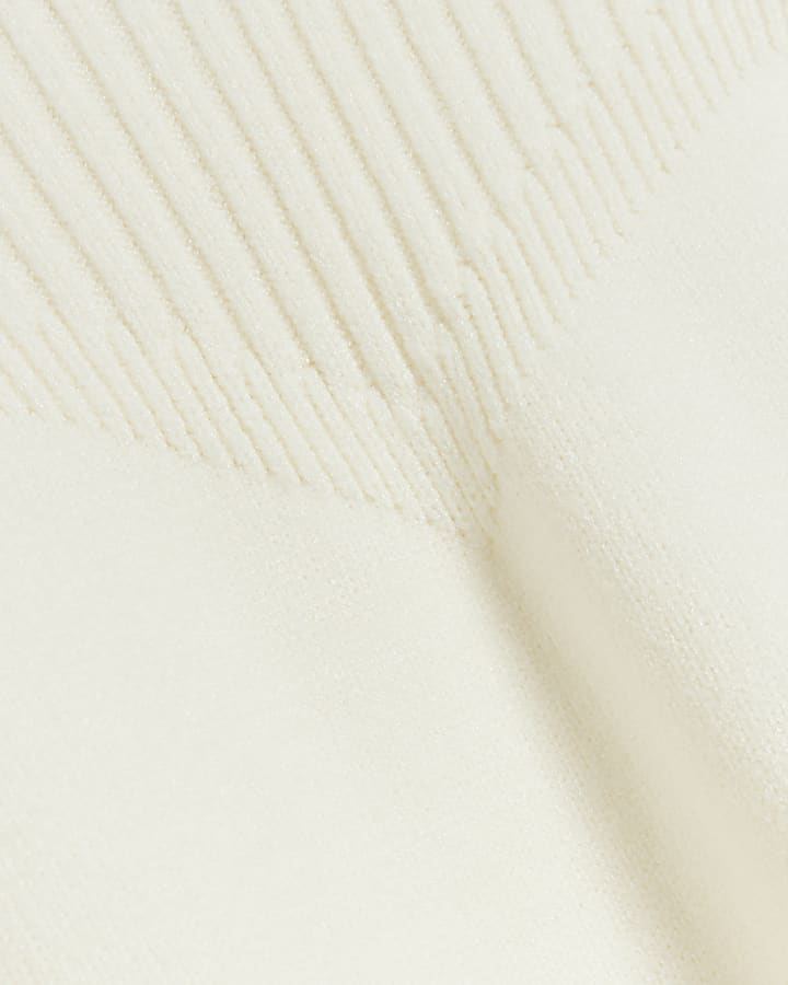 Cream rib roll neck jumper