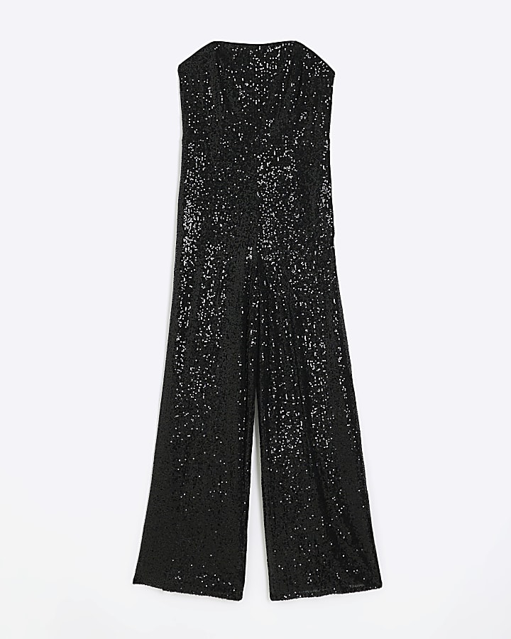 Black sequin bandeau jumpsuit