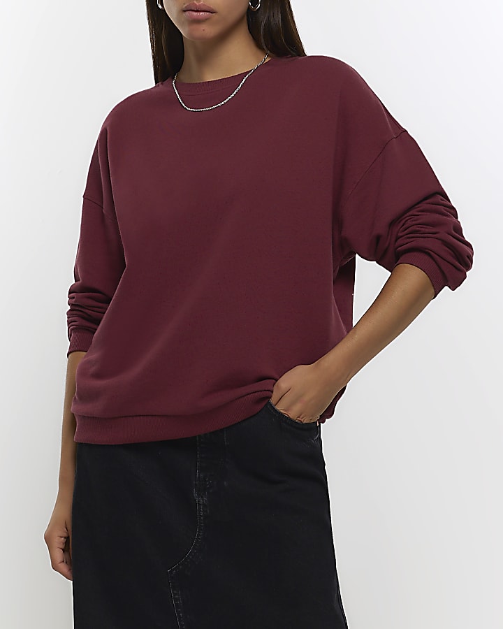 River island red sweatshirt sale