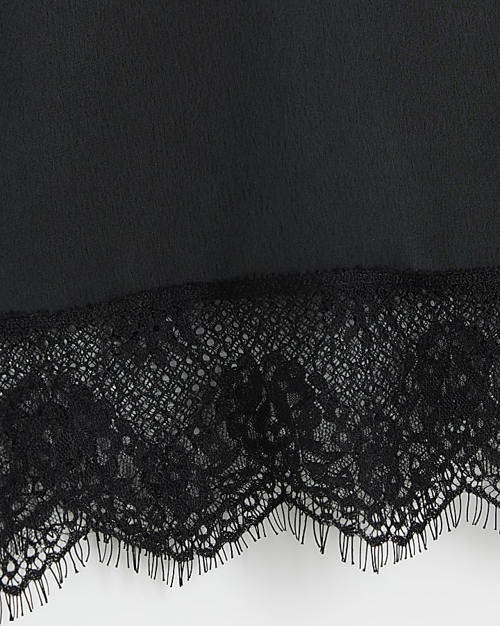 Black lace hem tank top