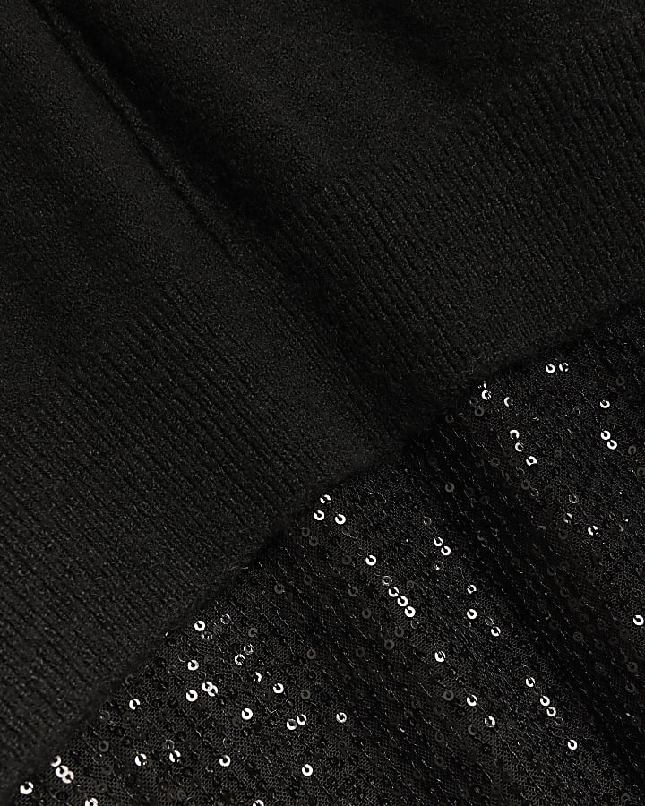 Black sequin skirt jumper midi dress