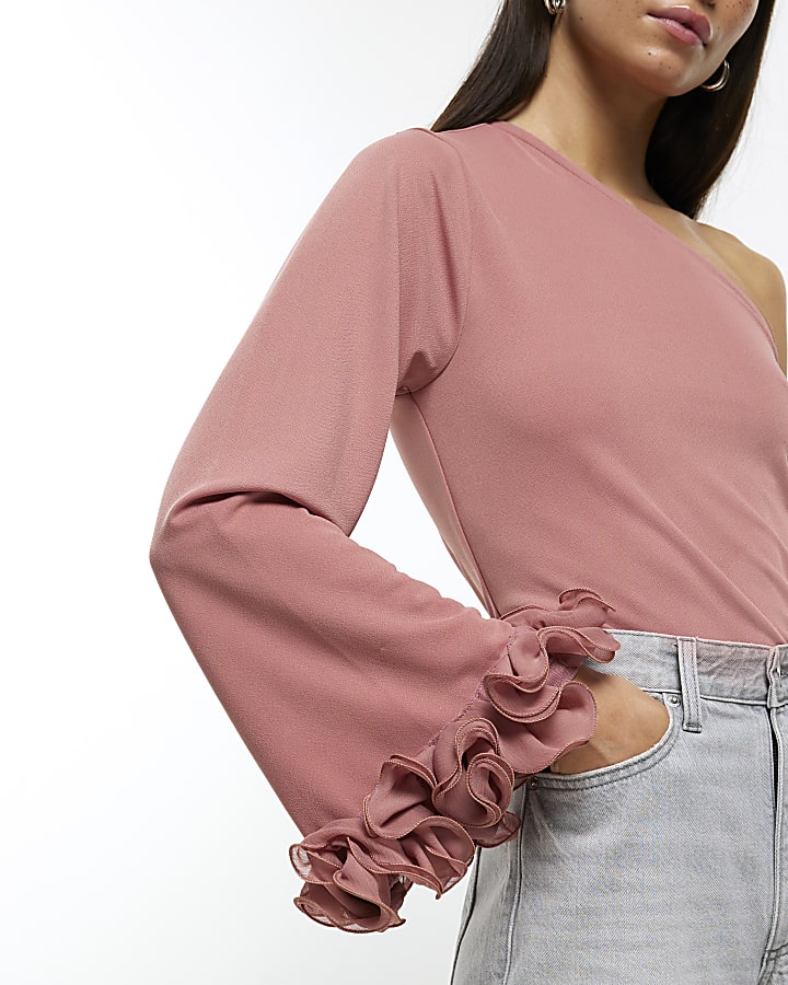 Pink one shoulder top