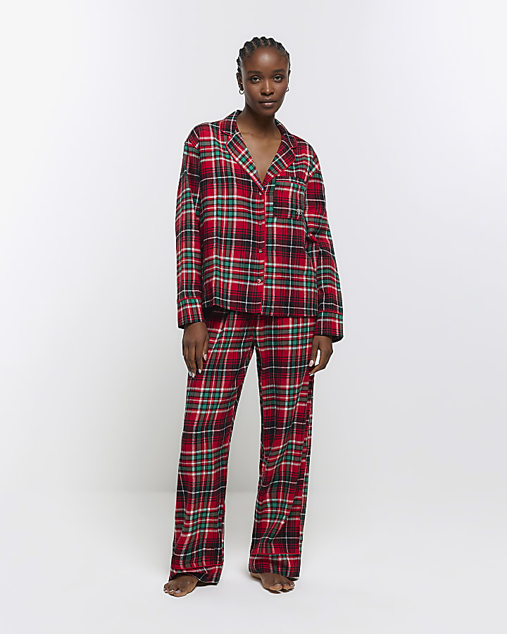 Red check pyjama trousers River Island