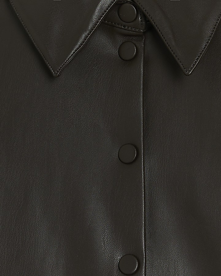Brown faux leather shirt