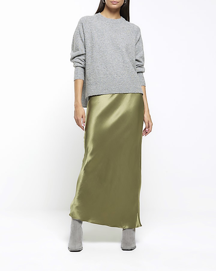 Khaki green skirt river island hotsell