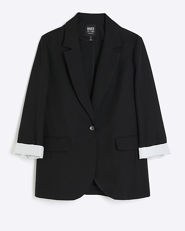 Black rolled sleeve blazer