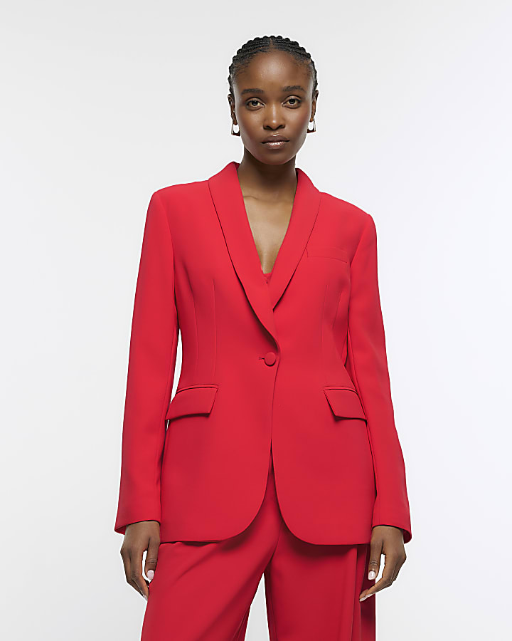 Red smart blazer River Island