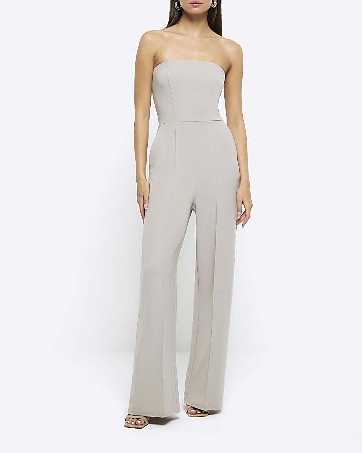 Grey bandeau jumpsuit River Island