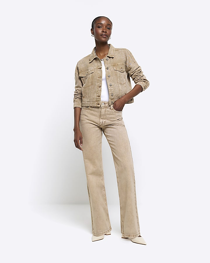 Straight jeans beige deals