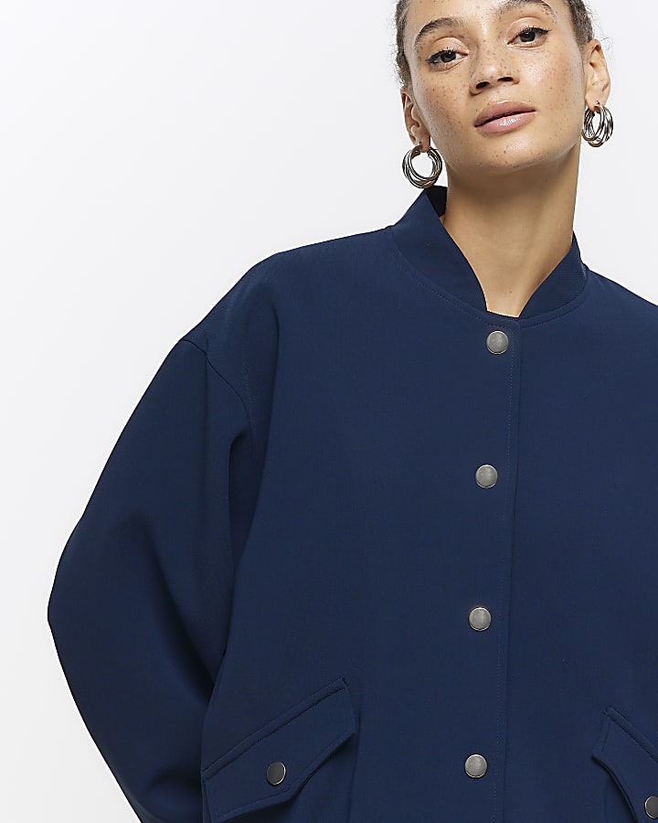 Navy oversized bomber jacket