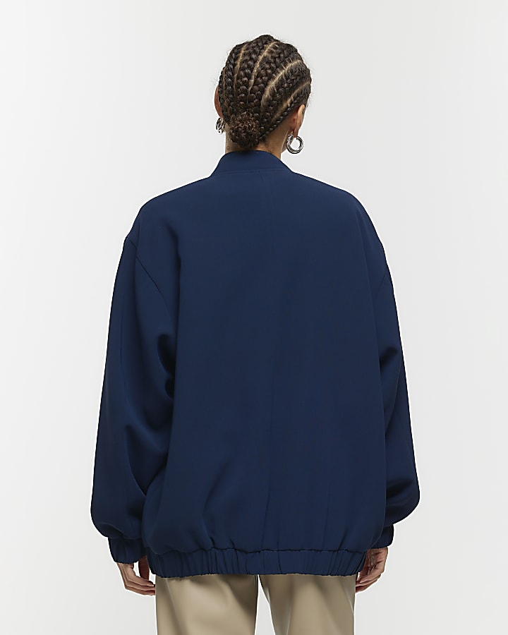 Navy oversized bomber jacket