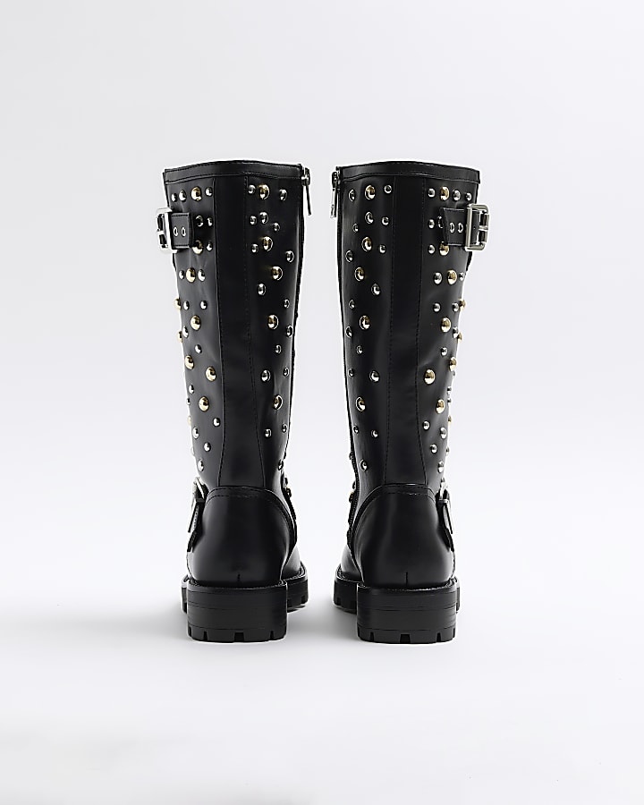Black Studded Biker Boots
