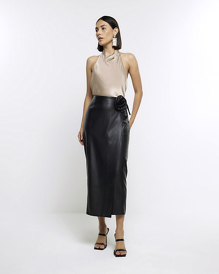 Petite midi skirt river island best sale