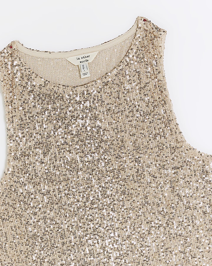 Rose gold sequin tank top