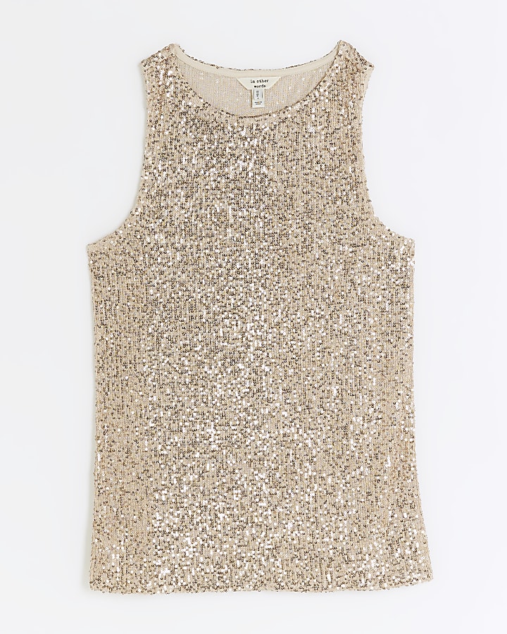 Rose gold sequin tank top