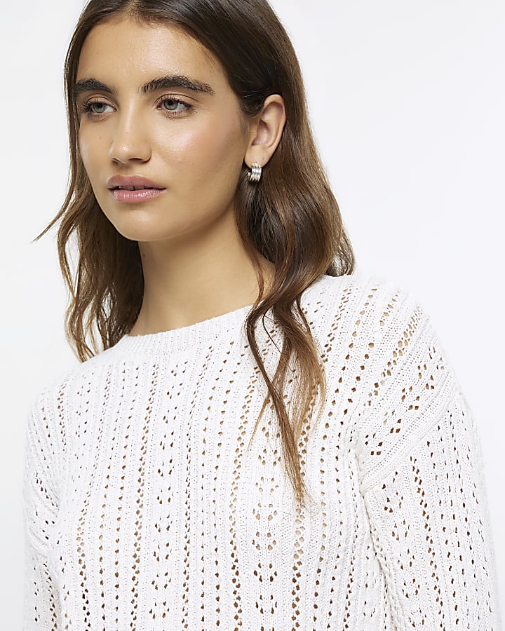 Cream crochet crop jumper