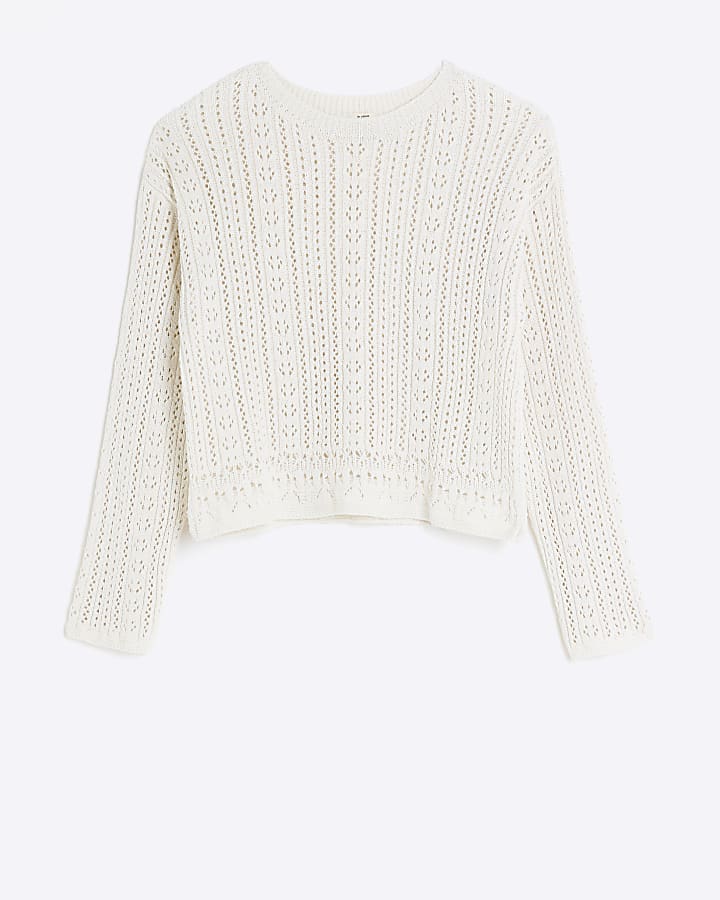 Cream crochet crop jumper