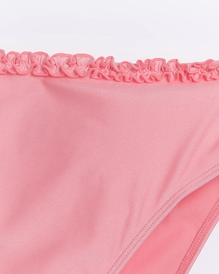 Coral high waisted frill bikini bottoms